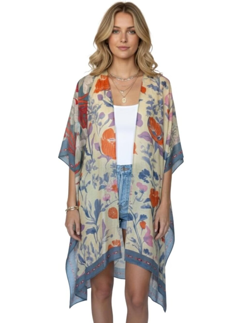 Women's Rz Twlight Bloom Viscose Summer Lightweight Boho Kimono Cardigan Coverup